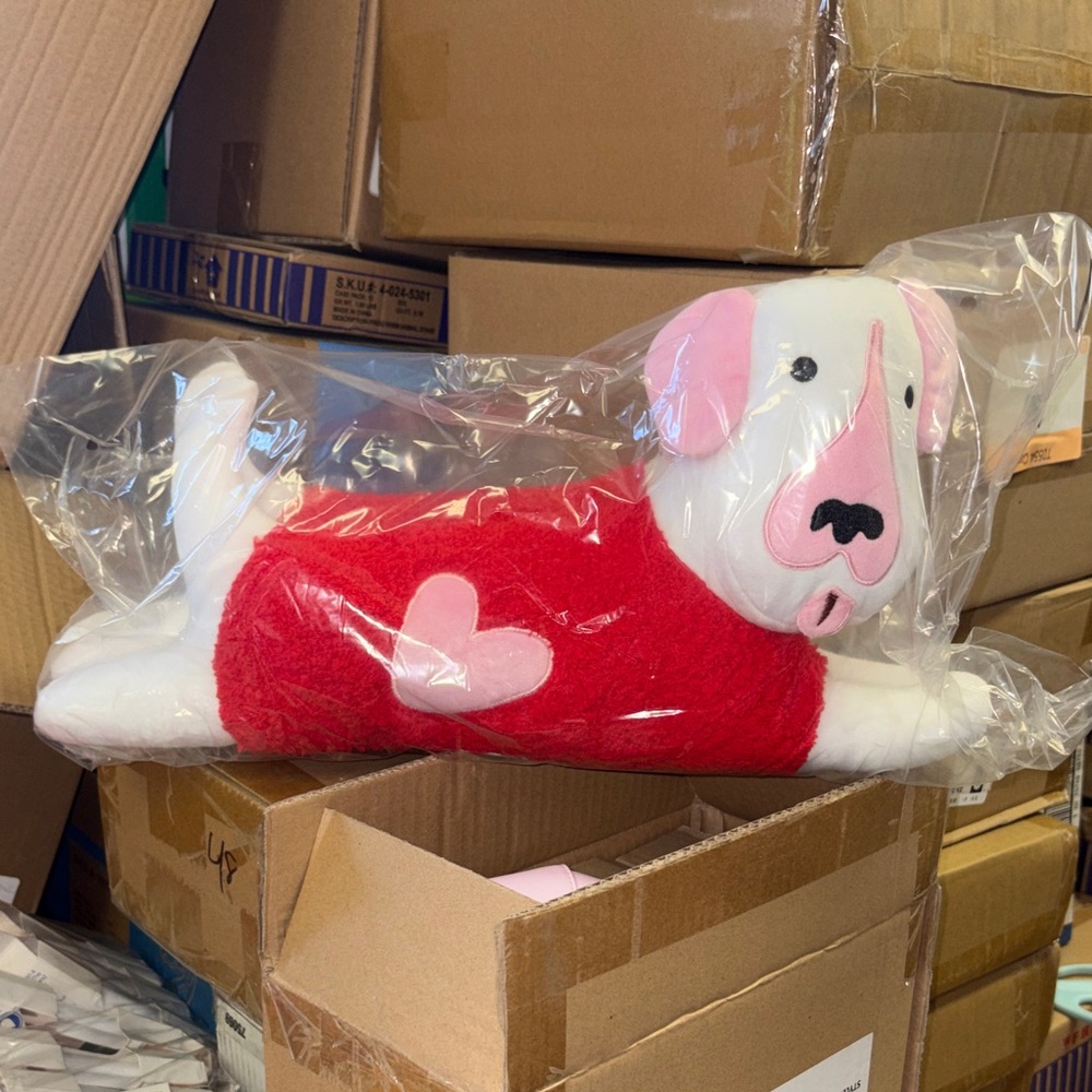 2 dog Red and White toss pillow